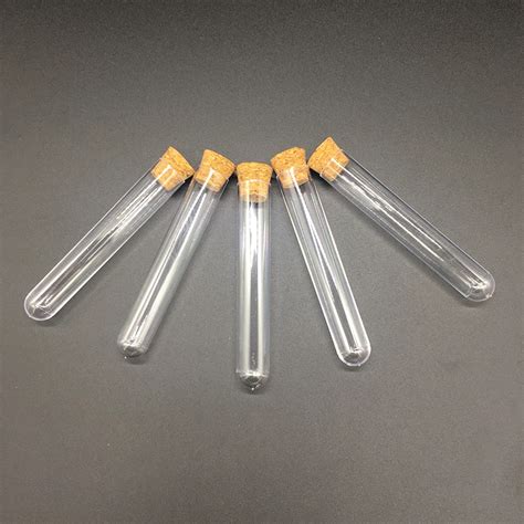 Pcs Pack Lab Plastic Test Tube With Cork Stoppers X Mm Laboratory School Educational