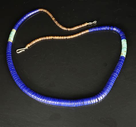 Lapis Lazuli And Turquoise Heishi Shell Necklace Native American Artist