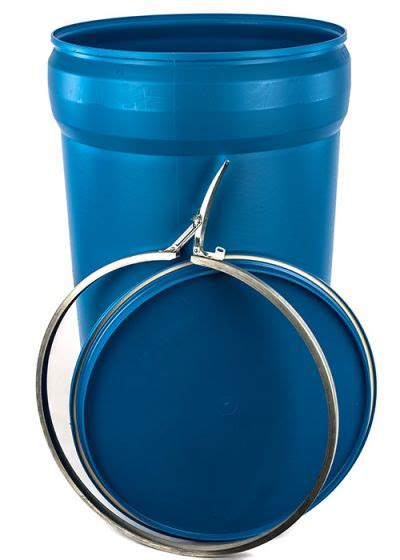 55 Gallon Plastic Drum Open Head Un Rated Bolt Fittings Blue