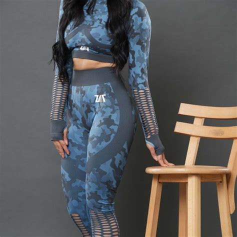 Camouflage Mesh Fitness Set Blue Zat Outfit