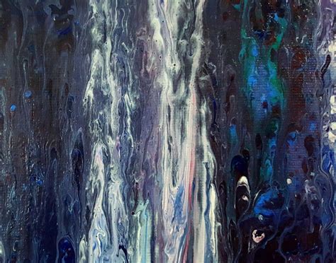 Waterfall Small Abstract Painting On Stretched Canvas