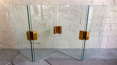 Pace Style Tempered Glass Folding Fire Screen With Solid Brass Hinges