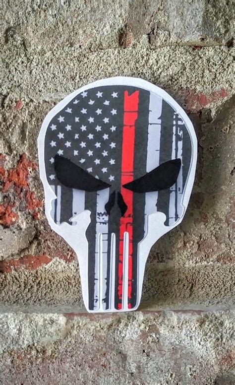 Thin Red Line Punisher Decal Waterproof By Bluetiquedesigns