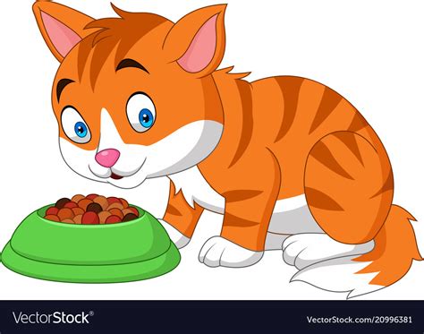 Cartoon Funny Cat Eating Royalty Free Vector Image