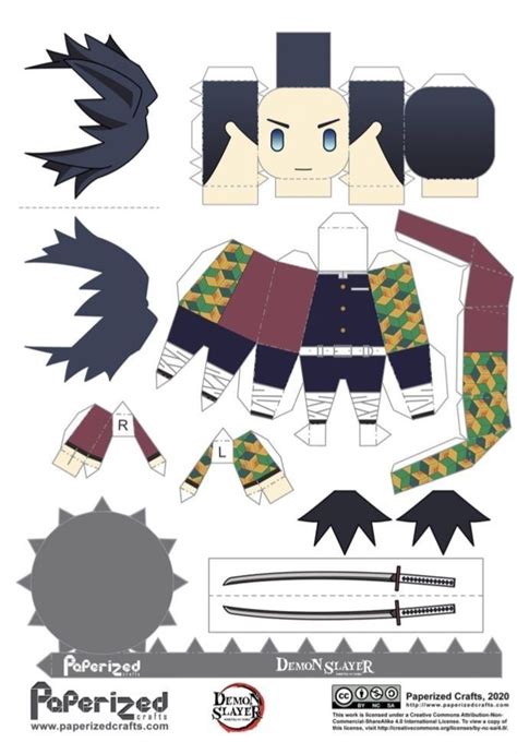 Giyu Tomioka Papercraft Chibi Anime Artesanías De Anime Anime Kawaii
