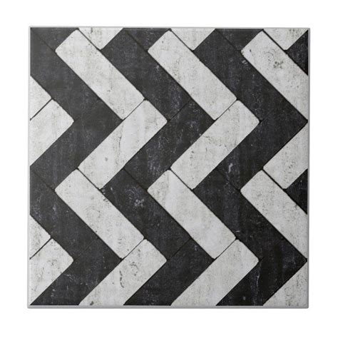 Zig Zag White And Black Brick Pavers Ceramic Tile Tile