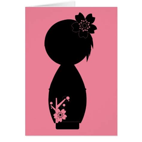 kokeshi sakura silhouette note card zazzle
