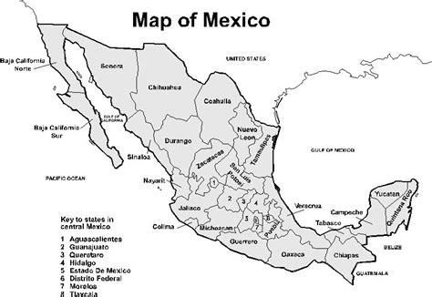 States, united states, showing political boundaries and 50 states of the usa of united states. Mexico Map from Research Guidance - FamilySearch Wiki