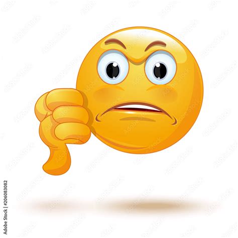 Emoticon Showing Thumbs Down Dislike Sign Angry Smiley Sad Emoji