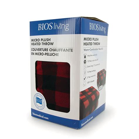 Bios Living Microplush Electric Heated Throw Blanket With 10 Hour Auto