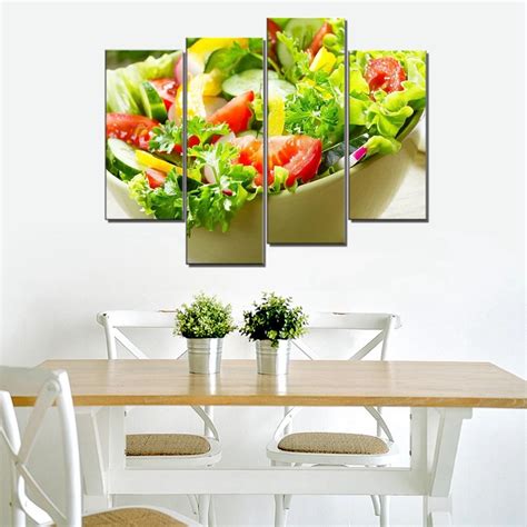 Colorful Various Salad In White Bowl Wall Art Canvas Painting Food