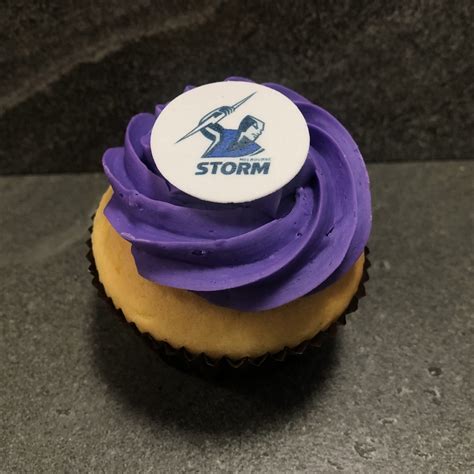 #storm #cake #melbournestorm #gifts #nrl #grandfinal #corporate. Melbourne Storm Cupcakes - Shop Online with Routleys Bakery
