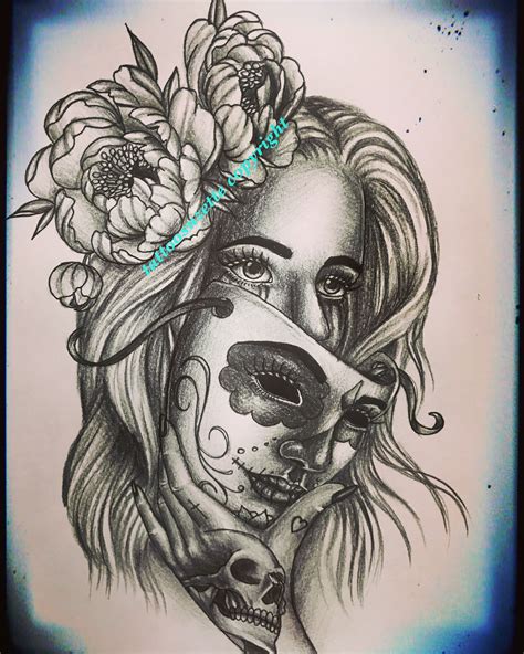 Há 2 dias santa catarina. santa muerte mask tattoo design #tattoodesign # ...