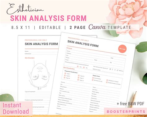 Facial Consent Forms Skin Analysis Client Intake Consent Form Etsy
