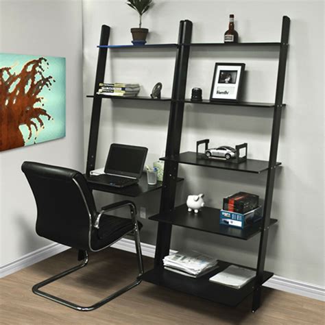 List was $162.99 $ 162. Leaning Shelf Bookcase With Computer Desk Office Furniture ...