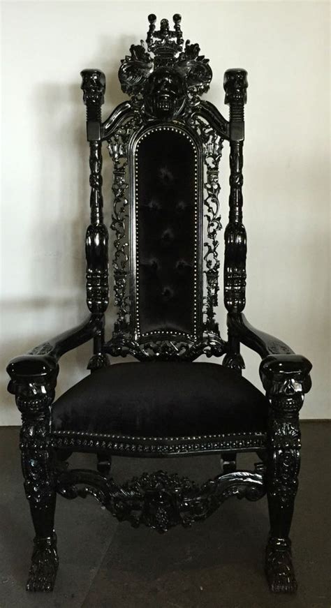 Gothic Black Lion King Throne Chair Antique Reproduct