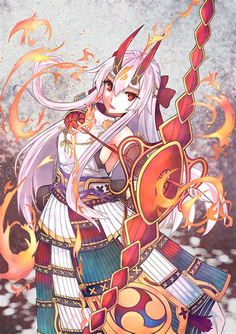 Safebooru 1girl Archer Bow Fategrand Order Fate Series Fire Horns Looking At Viewer Oni