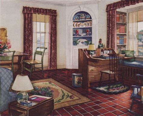 1931 Traditional Style Living Room Armstrong Linoleum 1930s