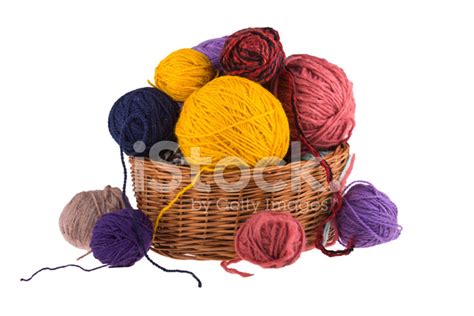 Balls Colored Threads Isolated On White Background Wool Knittin Stock