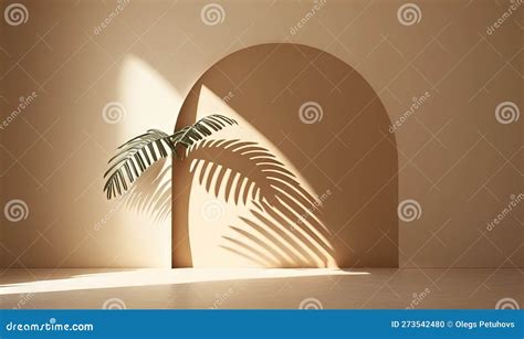A Palm Tree Casts A Shadow On The Wall Of A Room Stock Illustration