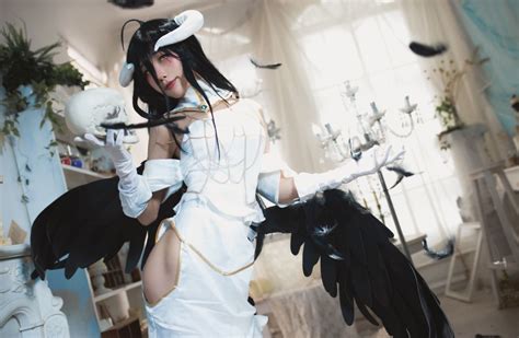 Cosplay Shuimiaoaqua Women Albedo Overlord Overlord Anime Horns Wings Succubus