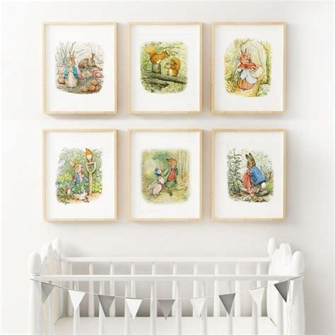 6 Print Set Beatrix Potter Peter Rabbit Nursery Art Nursery Print