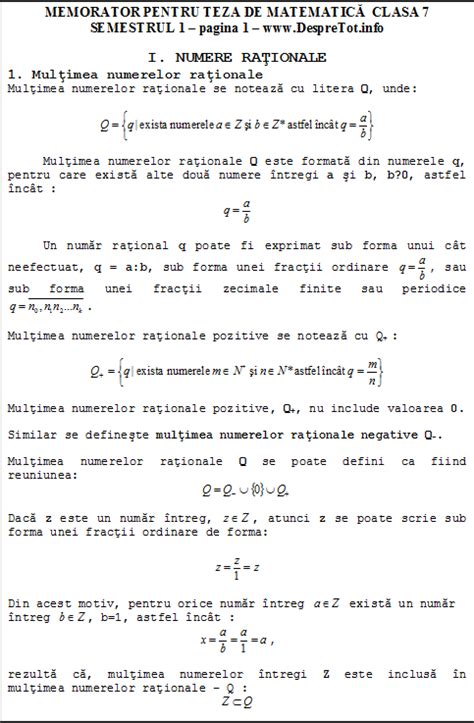 Model Teza Matematica Clasa 8 Sem 1