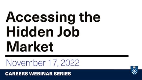 [Careers Webinar] Accessing the Hidden Jobs Market - YouTube