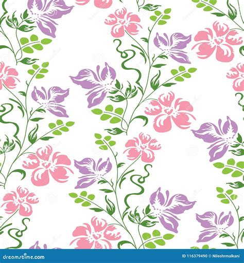 Seamless Vector Fancy Floral Wallpaper On White Background Stock Vector