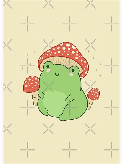 Frog With Mushroom Hat And Toadstools Cottagecore Aesthetic Froggy