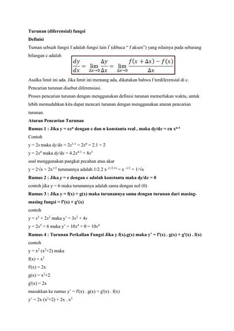 Rumus Turunan Pembagian