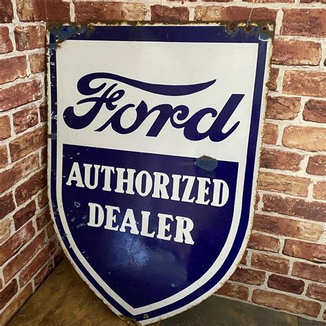 Vintage Enamel Sign Ford Authorized Dealer Automobilia 4567