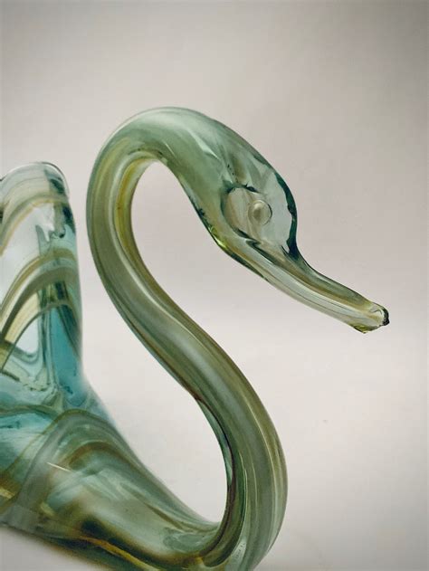 Glass Swan Mid Century Modern Hand Blown Glass Swan Hand Etsy