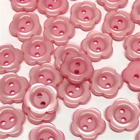 14mm Pink Flower Shaped Buttons The Button Shed