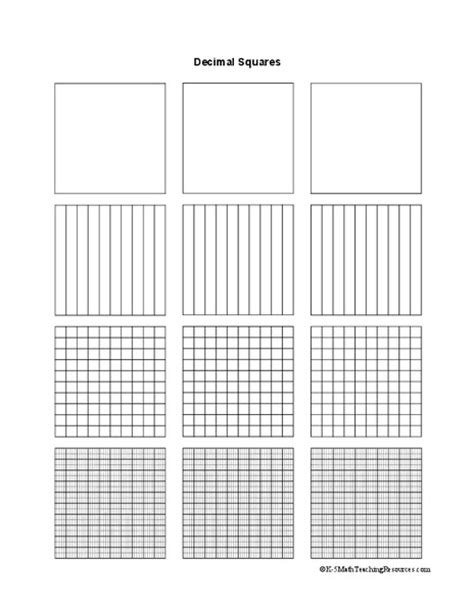Decimal Squares Template Printables For 4th 6th Grade Lesson Planet