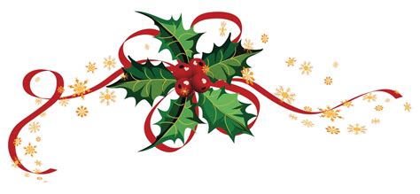 Christmas Holly With Ribbon Clip Art Library