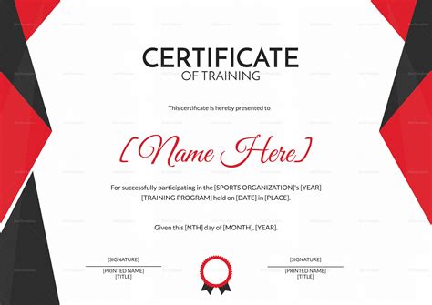Training Certificate Template Word