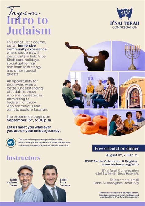 Bnai Torah Congregation Launches Intro To Judaism” Course Boca