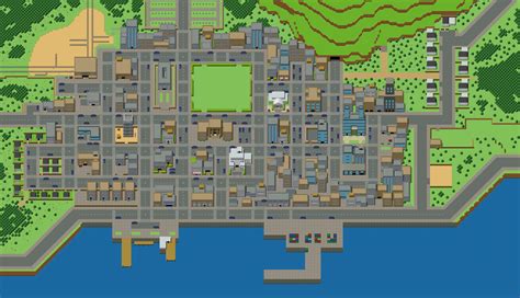 Top Down Game City Rpg Tileset Parallax Harbour Pixel Pinterest