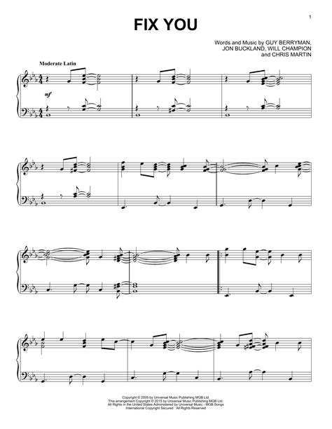 When you try your best, but you don't succeed when you get what you want, but not what lights will guide you home and ignite your bones i will try to fix you. Fix You sheet music by Coldplay (Piano - 161925)