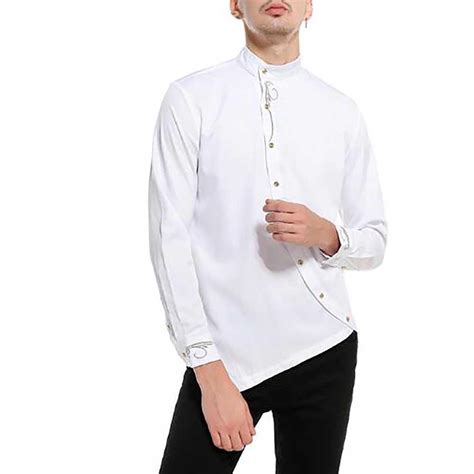 Mens Fashion Casual Long Sleeve Shirt White