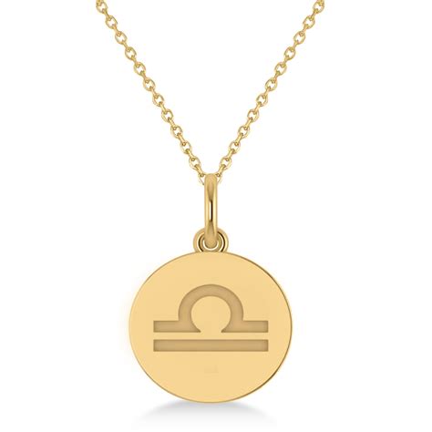 Libra Disk Zodiac Pendant Necklace 14k Yellow Gold Az2420