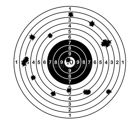 Shooting Range Target Shot Of Bullet Holes Vector Illustration Stock