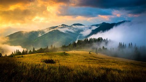 Ukraine Mountains Sunrises And Sunsets Sky Scenery Landscarpe Wallpaper