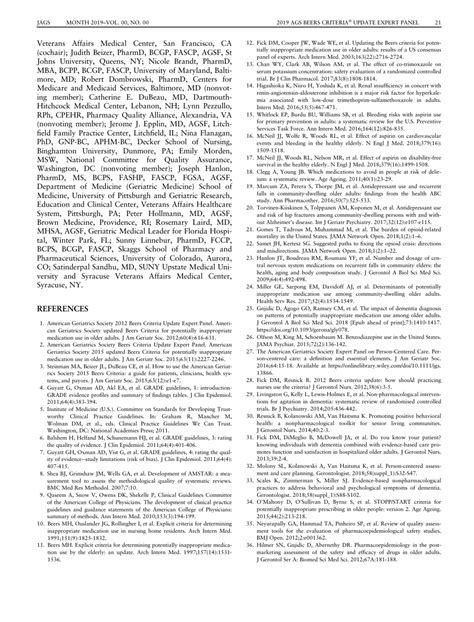 American Geriatrics Society 2019 Updated Ags Beers Criteria For