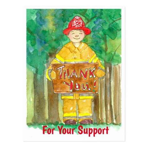 Firefighter Thank You For Your Support Postcard 110 By Countrygarden