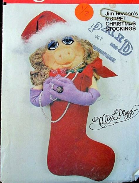 Vtg 80s Jim Henson Craft Pattern Miss Piggy Christmas Stocking By Vogue
