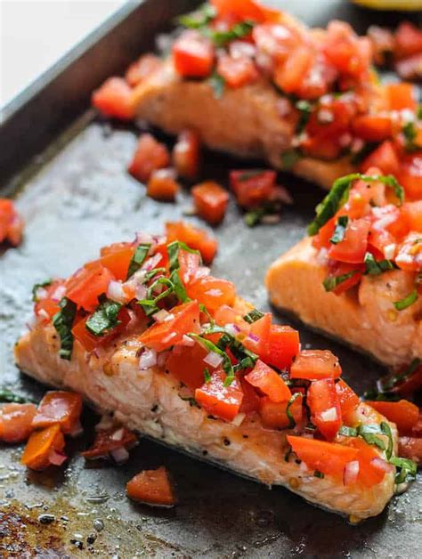 Roasted Salmon With Tomato Basil Relish Destination Delish