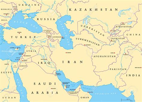 6 Free Detailed Political Blank Southwest Asia Map And In Pdf World