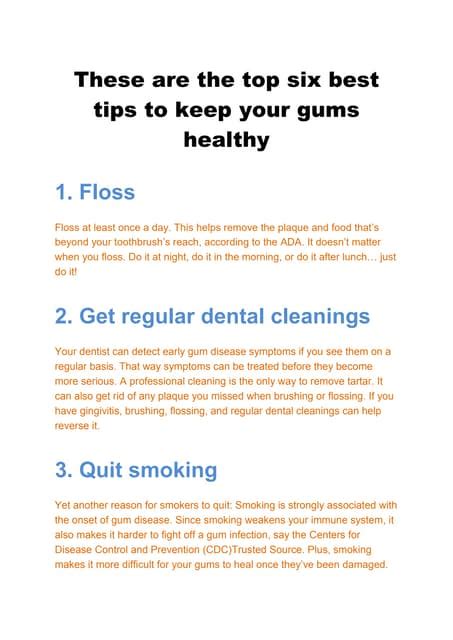 Top Six Tips For Healthy Gums Pdf